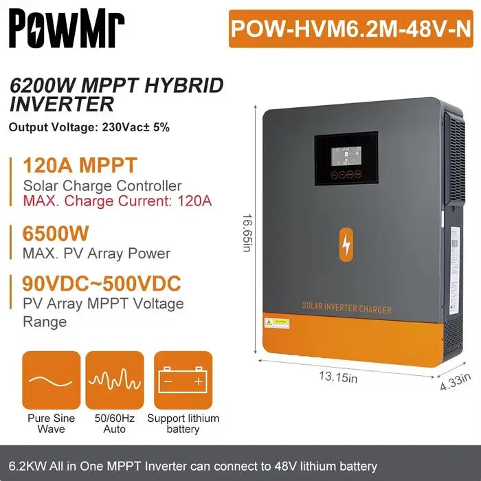 Гібридний інвертор PowMPOW-HVM6.2H-48V-N